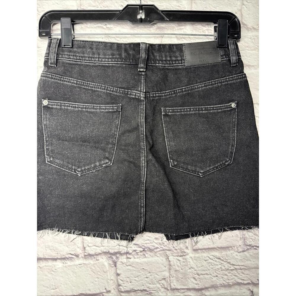 XS Zara Trafaluc Denimwear Black Denim Mini Skirt - Picture 2 of 8